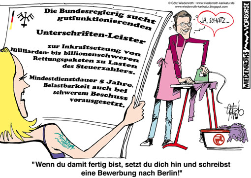 Wulff, Christian, Bettina, Bundespraesident, Hannover, Niedersachsen, Ministerpraesident, Bewerbung, Kandidat, Wiedenroth, Karikatur, cartoon