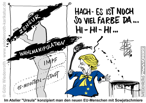 EUropa; EUdSSR; Kommission; Leyen; Zensur; Wahlmanipulation; Demokratie; Defizit; Internet; soziale; Netzwerke; Erpressung; Strafandrohung; Moderation; Regeln; ausgrauen; shadowbanning; Meinung; Lenkung; Paternalismus; Bevormundung; USA; Committee; Judiciary; Repraesentantenhaus; Karikatur; 2026; cartoon, caricature