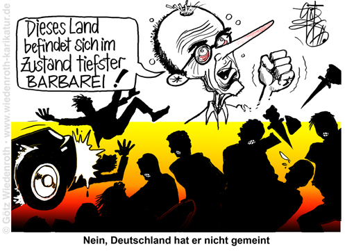 Bundesregierung; Bundeskanzler; Merz; CDU; Staat; Sicherheit; innere; Terror; Islam; Migration; Gruppenvergewaltigung; Messerangriff; Messerterror; Immigration; Kriminalitaet; Amokfahrt; Weihnachtsmarkt; Breitscheidplatz; Berlin; Magdeburg; Barbarei; Russland; Krieg; offene; Grenzen; Karikatur; 2026; cartoon, caricature