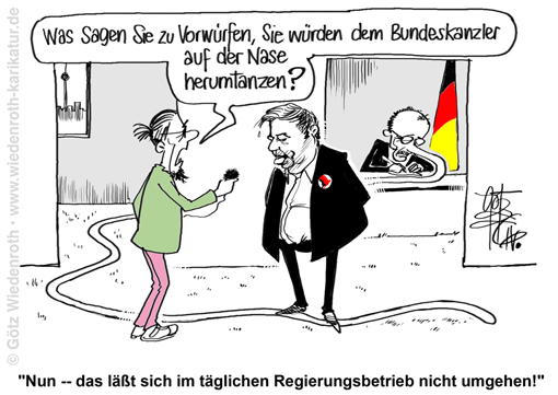 Bundesregierung; CDU; SPD; Brandmauer; Merz; Kingbeil; Journalismus; Benzin; Kraftstoff; Treibstoff; Preise; Iran; Krieg; Chaos; unkoordiniert; Egotrip; Richtlinienkompetenz; Fuehrungskompetenz; Pinocchio; Blackrock; Mineraloelsteuer; Energiesteuer; CO2-Steuer; Mehrwertsteuer; Abzocke; Steuerstaat; Raubstaat; Karikatur; 2026; cartoon, caricature