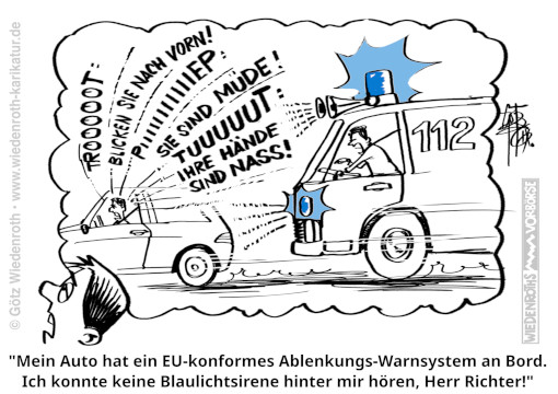 EUdSSR; EUropa; Buerokratie; Vorschrift; Fahrzeug; Technik; ADDW; Ablenkungswarnung; Ueberwachung; glaeserner Mensch; Big Brother; Alarmtoene; Ablenkung; Unfaelle; Handlungsgruende; Verbote; Einschraenkungen; Karikatur; 2026; cartoon; caricature