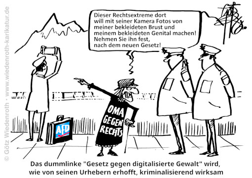 Deutschland; Bundesregierung; Hubig; Gesetz; digitalisierte Gewalt; Kriminalisierung; Opfer; Persoenlichkeitsrecht; Gummibegriff; Gummiparagraph; Gesinnungsjustiz; Denunziation; Verdacht; Foto; Regulierung; Straftatbestand; Ausweitung; Gaengelung; Beschneidung; Freiheit; Kollektivismus; Bevormundung; politisch; Hass; Karikatur; 2026; cartoon, caricature