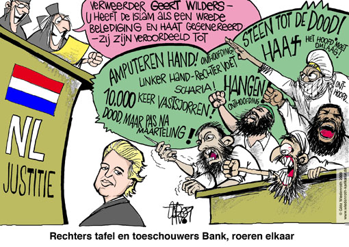 Verweerder, Islam, wrede, haat, Geert Wilders, partij leader, PVV, veroordeeld, belediging, steen tot de dood, onthoofding, vastsjorren, amputeren, sharia, marteling, toeschouwers, rechter, justitie, Nederland, onderzoeken, karikatuur, Moslims