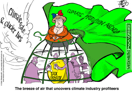 climate, Panic, climategate, Norwich, CRU, Phil Jones, Michael Mann, gases, greenhouse effect, global warming, CO2, fault, human, glacier, melting, bust, deception, Himalaya, Wiedenroth, Germany, caricature, cartoon