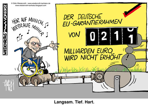 EUropa, Rettungsschirm, Garantiesumme, Deutschland, Schaeuble, Finanzminister, EFSF, Abstimmung, Bundestag, Wiedenroth, Karikatur, cartoon