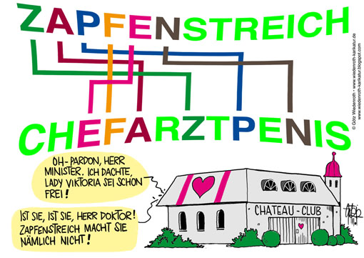 Christian, Wulff, Bundespraesident, Bettina, Ruecktritt, politische, Gruende, Gesetz, Ehrensold, Zapfenstreich, Pruefung, Bundespraesidialamt, Lothar Hageboelling, Chef, Entscheidung, positiv, Bewilligung, Freund, Freundschaft, Freundschaftsdienst, Befangenheit, Kluengel, Filz, Seilschaft, Amigo, Recht, Rechtsbeugung, Medien, Grossburgwedel, Haus, Geerkens, PRivatkredit, Gratisurlaub, Bundeswehr, Grosser Zapfenstreich, Zeremoniell, Ehrung, Ehre, Bellevue, Schellenbaum, Wenn ich einmal reich waer, Anatevka, Tevje, Tevye, Geigenspieler, Musik, Serenade, Fackeltraeger, militaerisch, Helm ab zum Gebet, Stahlhelm, Wachbataillon, Verteidigungsministerium, Bortnjanskyj, Melodie, Macht, der, Liebe, Chateau Club, Bordell, Anagramm, chefarztpenis, Rotlicht, Vergangenheit, Wiedenroth, Karikatur, cartoon