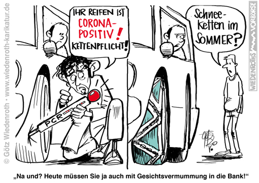 Corona; SARS-Cov-2; Virus; Pandemie; PCR; Test; testen; unzuverlaessig; Lotterie; Papaya; Motoroel; Panik; Testseuche; Drosten; Karikatur; 2020; cartoon; Germany; Allemagne