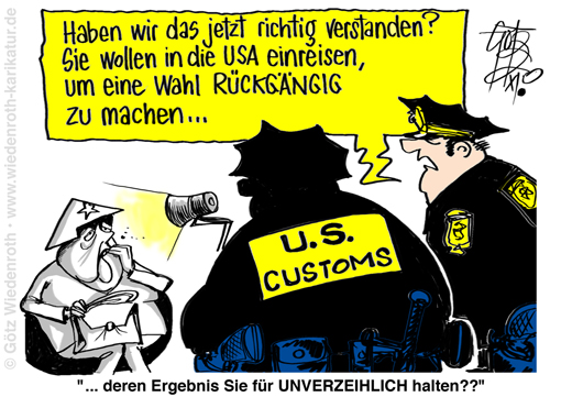 USA; Wahl; Trump; Biden; Thueringen; Kemmerich; rueckgaengig; Merkel; Demokratie; Defizit; Zerstoerung; Diktatur; Leyen; Kommissionspraesidentin; Wahlbetrug; Waehlertaeuschung; EUdSSR; Karikatur; 2020; cartoon, caricature