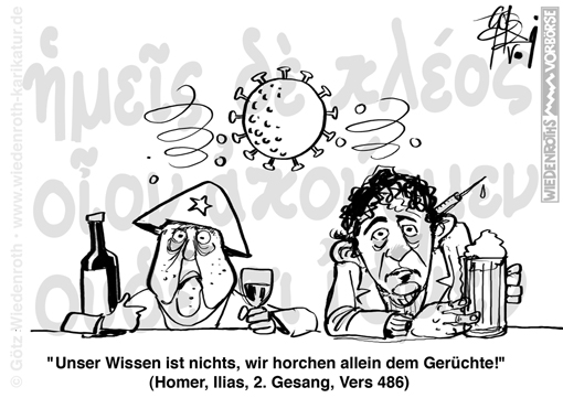 Corona; Pandemie; Propagada; Merkel; Drosten; Wissenschaft; Prostitution; kaeuflich; Demagogie; Alkoholismus; Lohn; Werke; Taten; Worte; Karikatur; 2021; cartoon; caricature